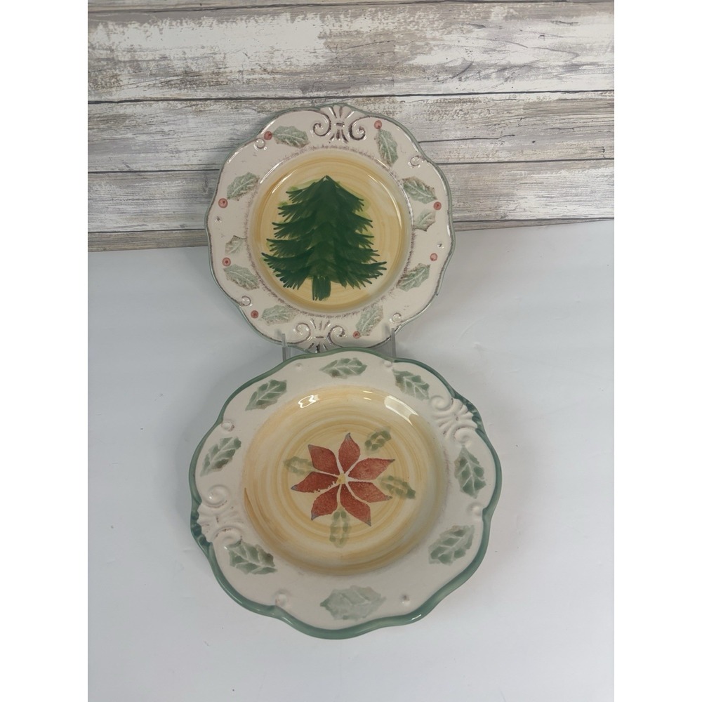 2-Royal Norfolk Holiday Christmas Ceramic 8.5" Plates EUC